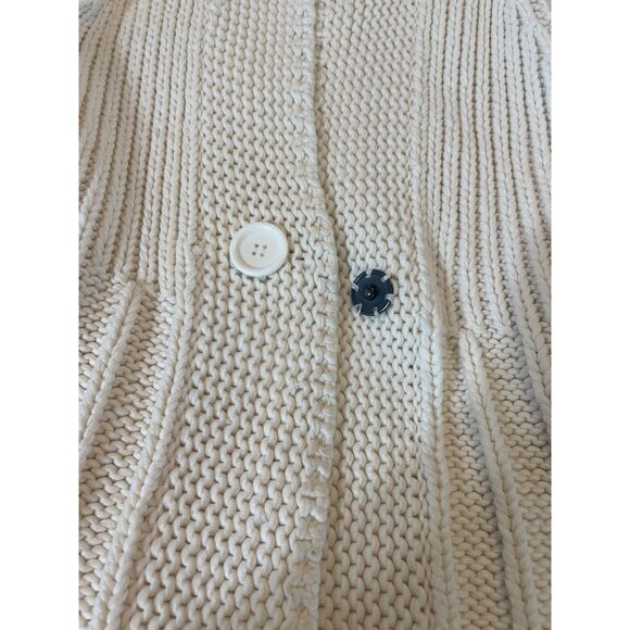 Liz Claiborne Womens Cream Thick Knit Cardigan Sweater Large 3/4 Sleeve - Picture 5 of 11